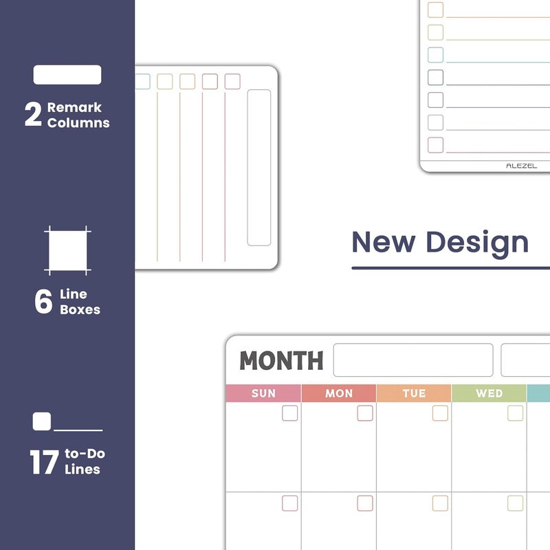 ALEZEL Magnetic Dry Erase Refrigerator Calendar, Vertical Monthly Planner Whiteboard for Fridge, Includes Fridge Calendar & 2 List White Boards, 4 Markers + Eraser - Image 2